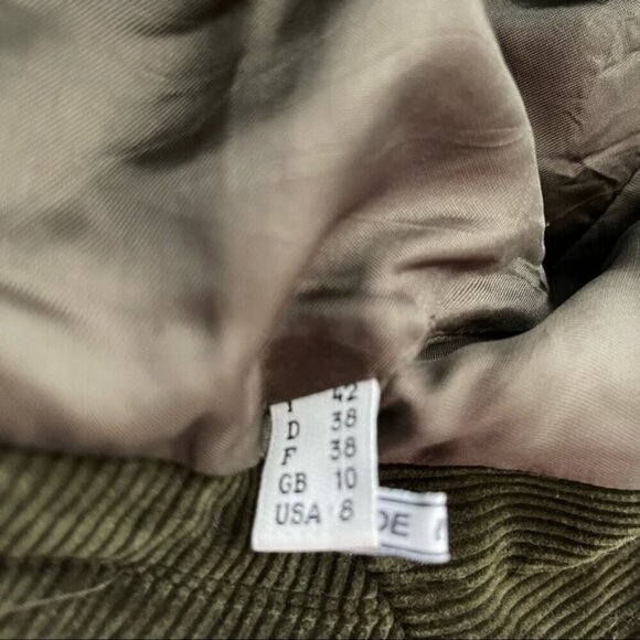 Moschino Cheap and Chic Olive Green Corduroy with Leather Bow Accent Blazer US 8 - Picture 8 of 9